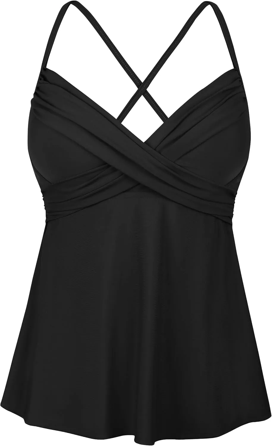 Firpearl Women's Underwire Tankini Top Only Twist V Neck Swimsuits for Big Busted Loose Fit Bathing Suit Tops