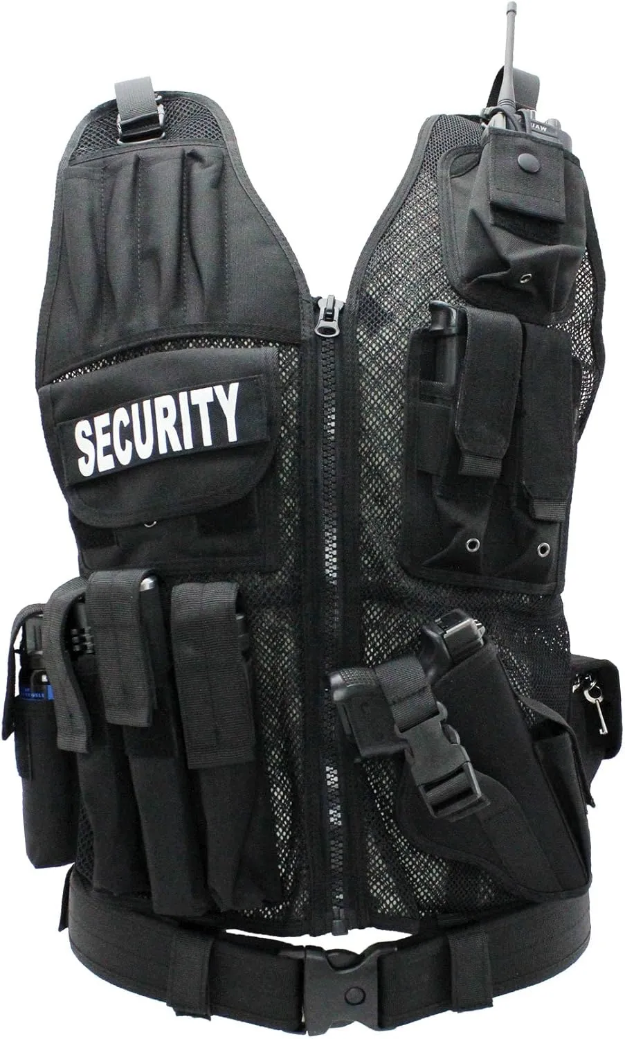 First Class Tactical Vests with Security ID Gold,Tactical Vest Outdoor, Breathable Training AirSoft Subcompact Black Vest
