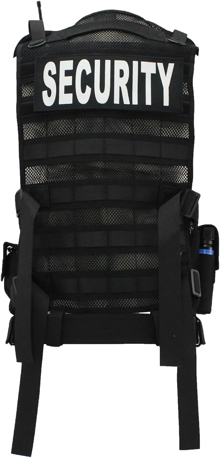 First Class Tactical Vests with Security ID Gold,Tactical Vest Outdoor, Breathable Training AirSoft Subcompact Black Vest