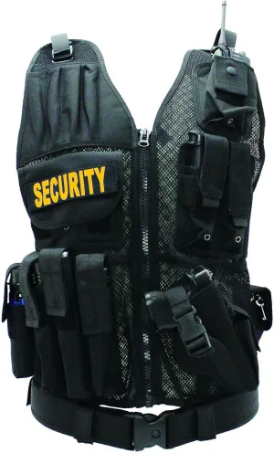 First Class Tactical Vests with Security ID Gold,Tactical Vest Outdoor, Breathable Training AirSoft Subcompact Black Vest