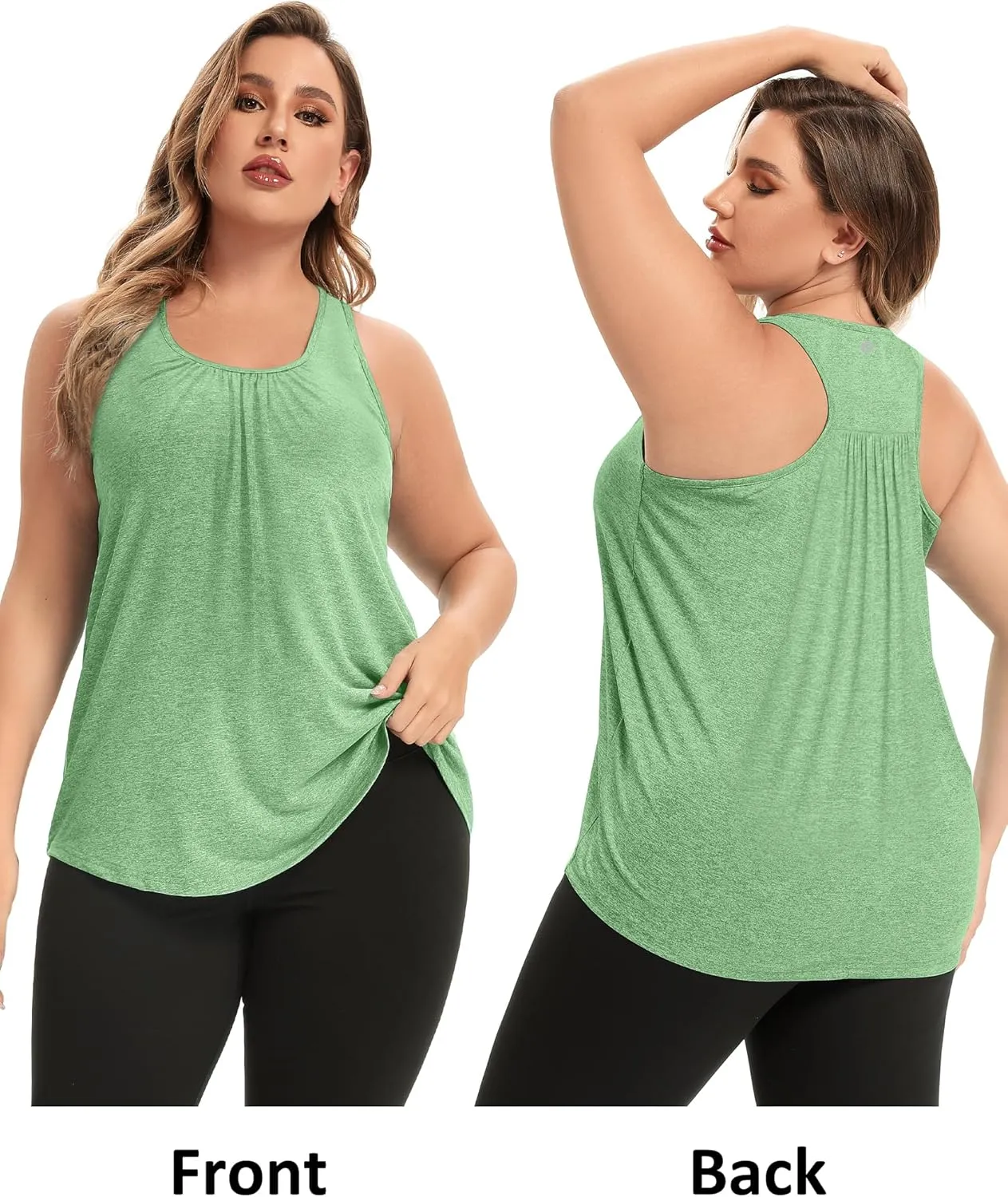 FOREYOND Women's Plus Size Workout Tank Tops Racerback Athletic Flowy Tops Yoga Running Sleevelss Summer Shirts Loose