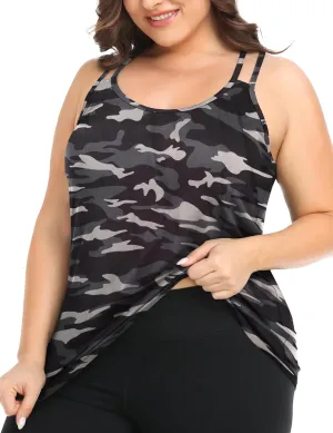 FOREYOND Women's Plus Size Workout Tank Tops Racerback Loose Fit Sport Athletic Tops Yoga Running Summer Shirts