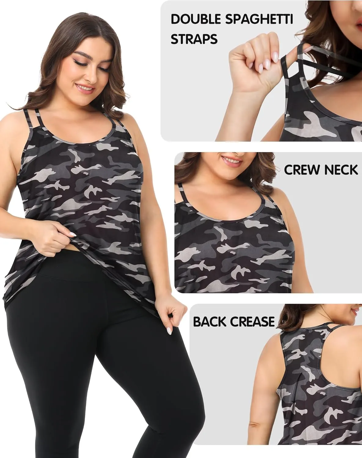 FOREYOND Women's Plus Size Workout Tank Tops Racerback Loose Fit Sport Athletic Tops Yoga Running Summer Shirts