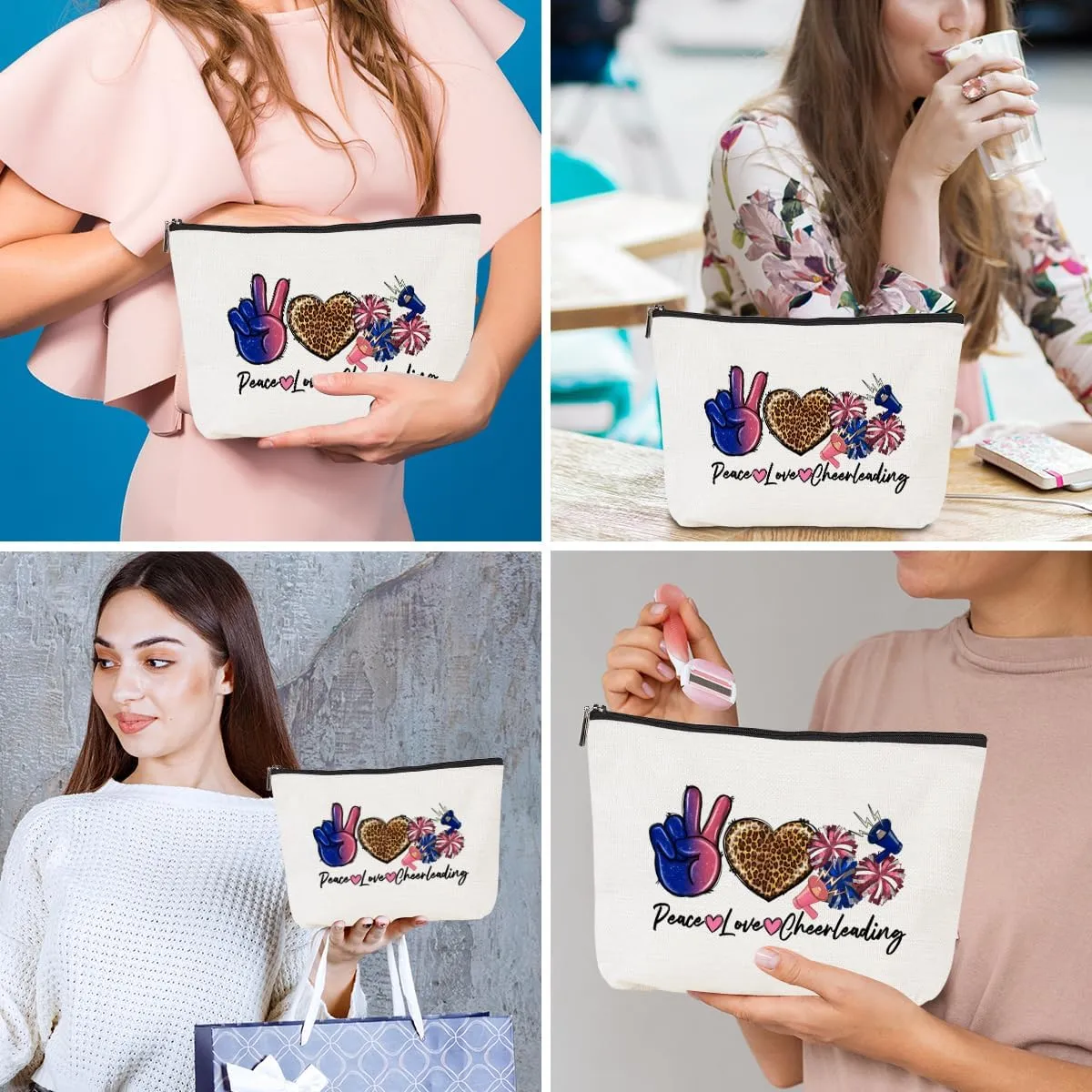 Funny Cheerleading Gifts - Cheerleader Accessories for Girls & Women - Cosmetic/Makeup Bag - Friendship, Graduation, Birthday & Mother's Day Gifts