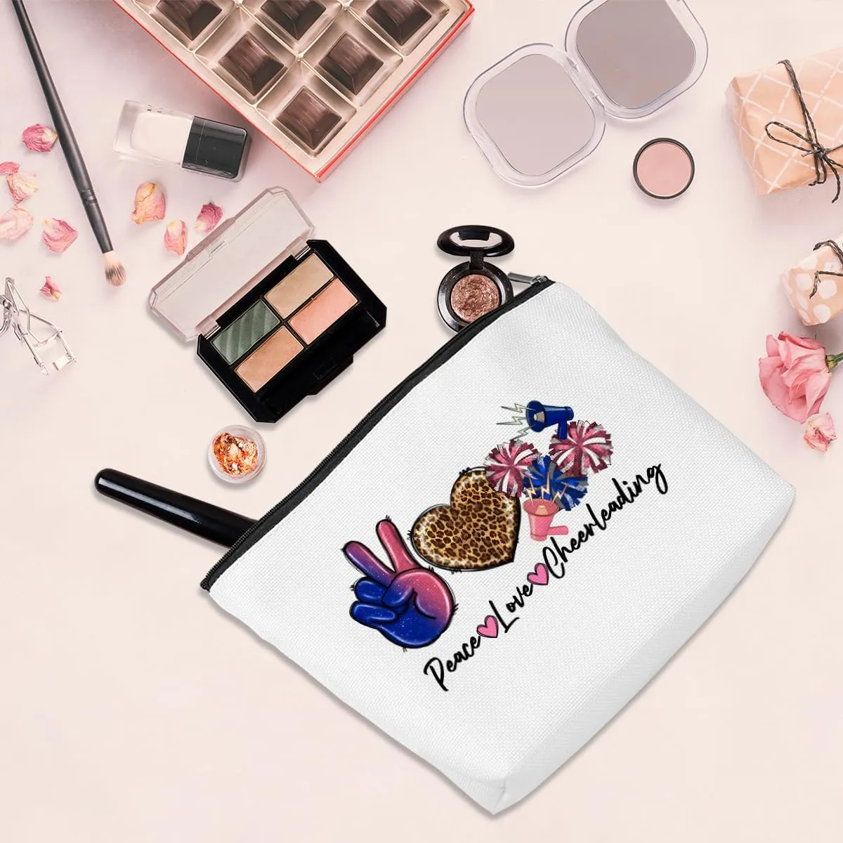 Funny Cheerleading Gifts - Cheerleader Accessories for Girls & Women - Cosmetic/Makeup Bag - Friendship, Graduation, Birthday & Mother's Day Gifts