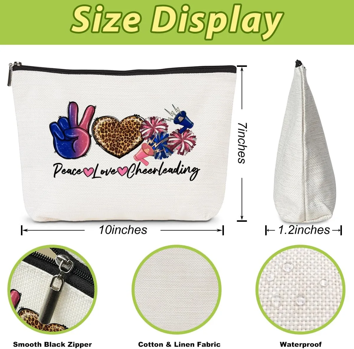 Funny Cheerleading Gifts - Cheerleader Accessories for Girls & Women - Cosmetic/Makeup Bag - Friendship, Graduation, Birthday & Mother's Day Gifts