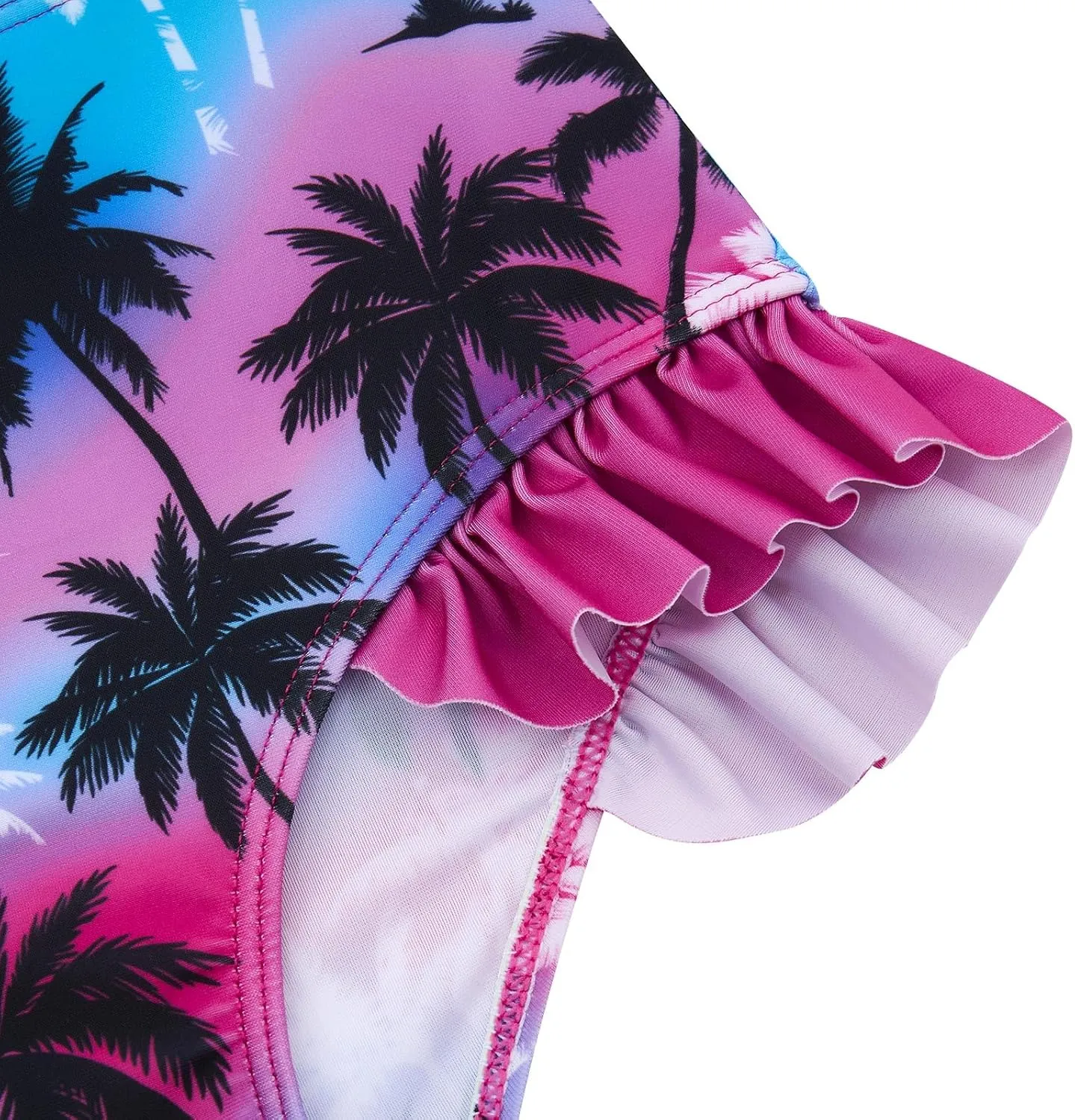 Funnycokid Girls Swimsuit Kids Bathing Suit Rashguard Swimwear Long Sleeve 3 Piece Toddler 3-7 Years