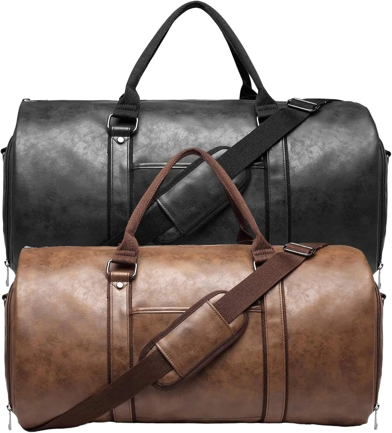 Garment Duffle Bags - Convertible Large Suit Bag, Waterproof Foldable Duffel Bags | 2 in 1 Leather Dress Suitcase with Shoes Compartment, Expandable Garment Bag for Business Trips Vacations