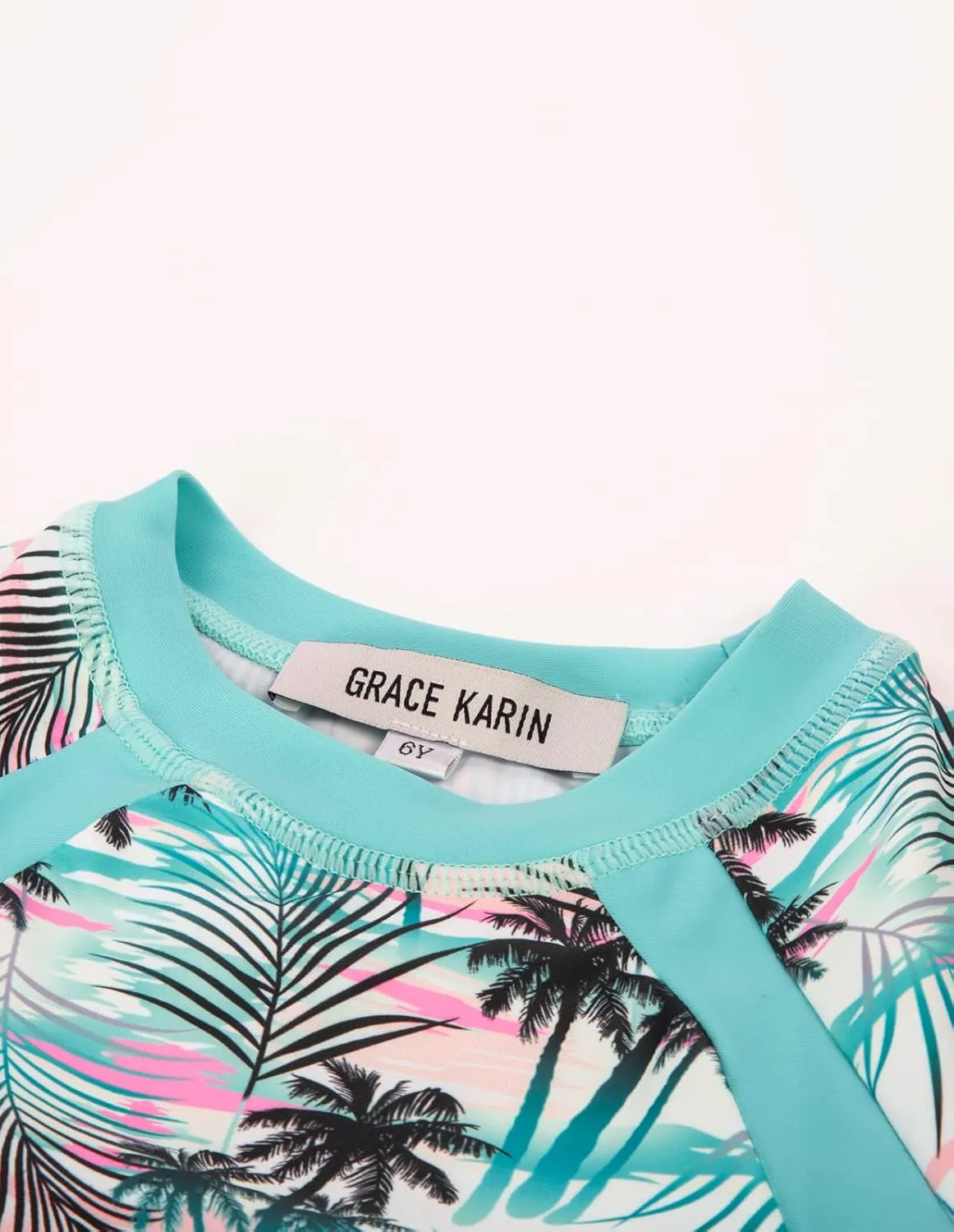 GRACE KARIN Girls Rash Guard Swimsuit Short Sleeve Two Piece Bathing Suit 6-12Y