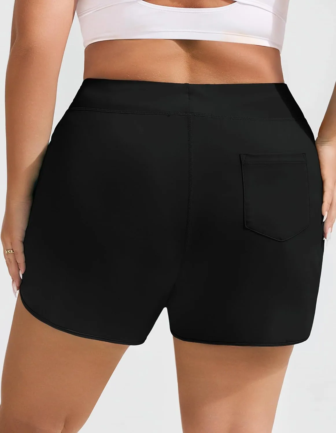 Hanna Nikole Women's Plus Size High Waisted Swim Board Shorts Pockets Beach Quick Dry Swimsuits Bottoms Trunks with Liner