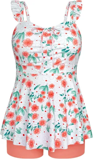 Hanna Nikole Women's Plus Size Tankini Swimsuit Ruffled Two Piece Tummy Control Bathing Suit High Waisted Swimwear