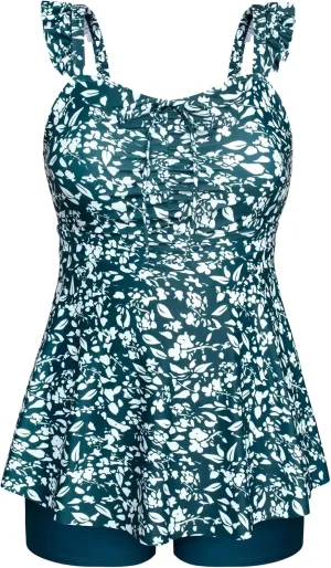 Hanna Nikole Women's Plus Size Tankini Swimsuit Ruffled Two Piece Tummy Control Bathing Suit High Waisted Swimwear
