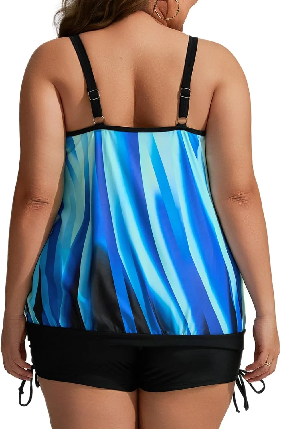 Hanna Nikole Womens Plus Size Tankini Swimsuits Two Piece Tummy Control Bathing Suits Blouson Swim Tank Top with Boy Shorts