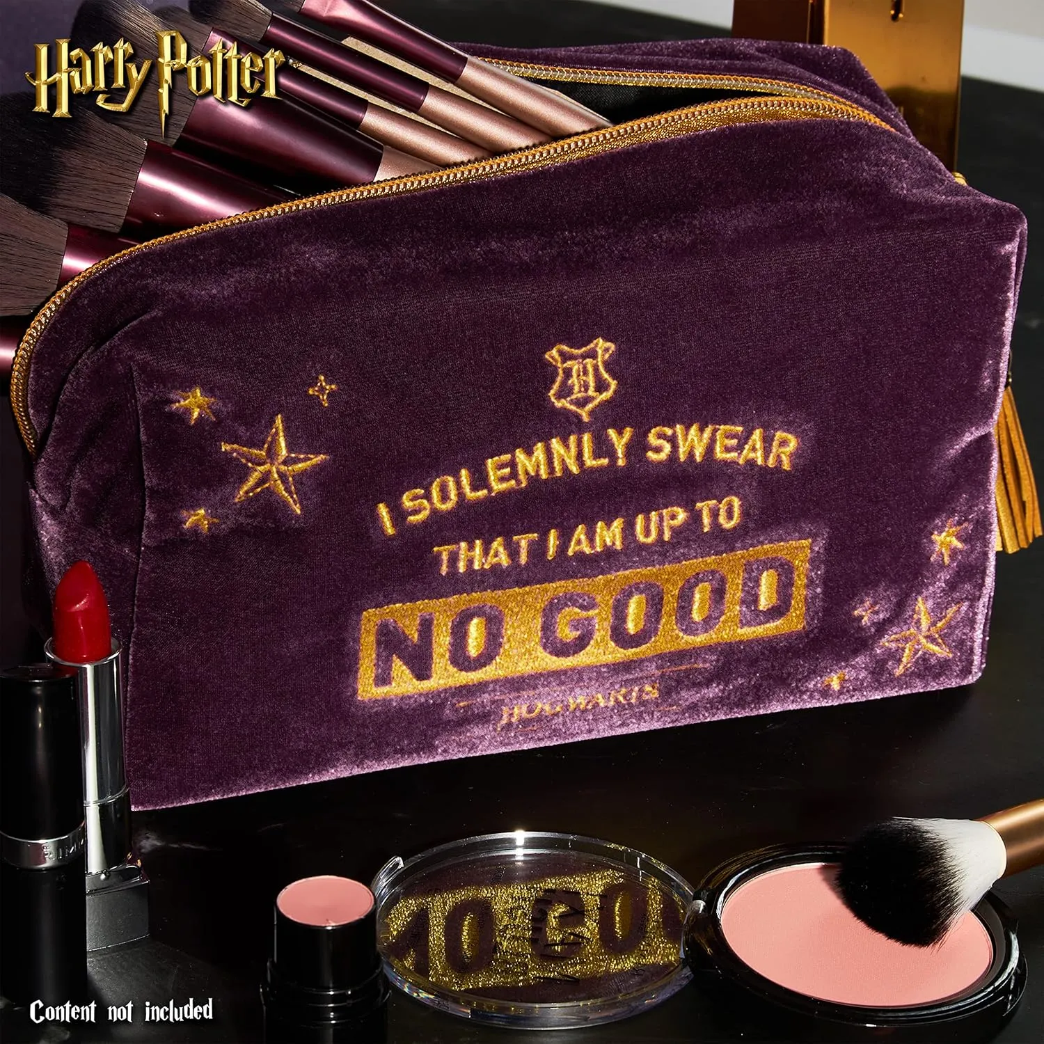 Harry Potter Makeup Bag for Women, Teenagers, Girls - Velvet Hogwarts Cosmetic Bags Travel Accessories - Gifts for Girls