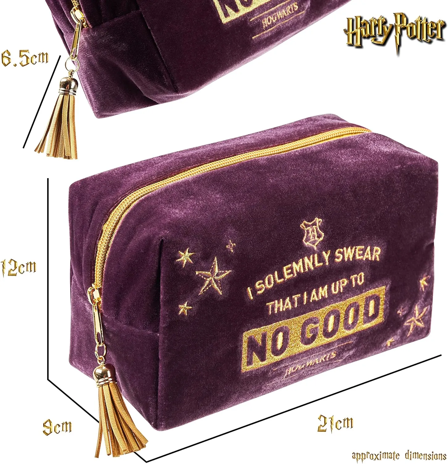 Harry Potter Makeup Bag for Women, Teenagers, Girls - Velvet Hogwarts Cosmetic Bags Travel Accessories - Gifts for Girls