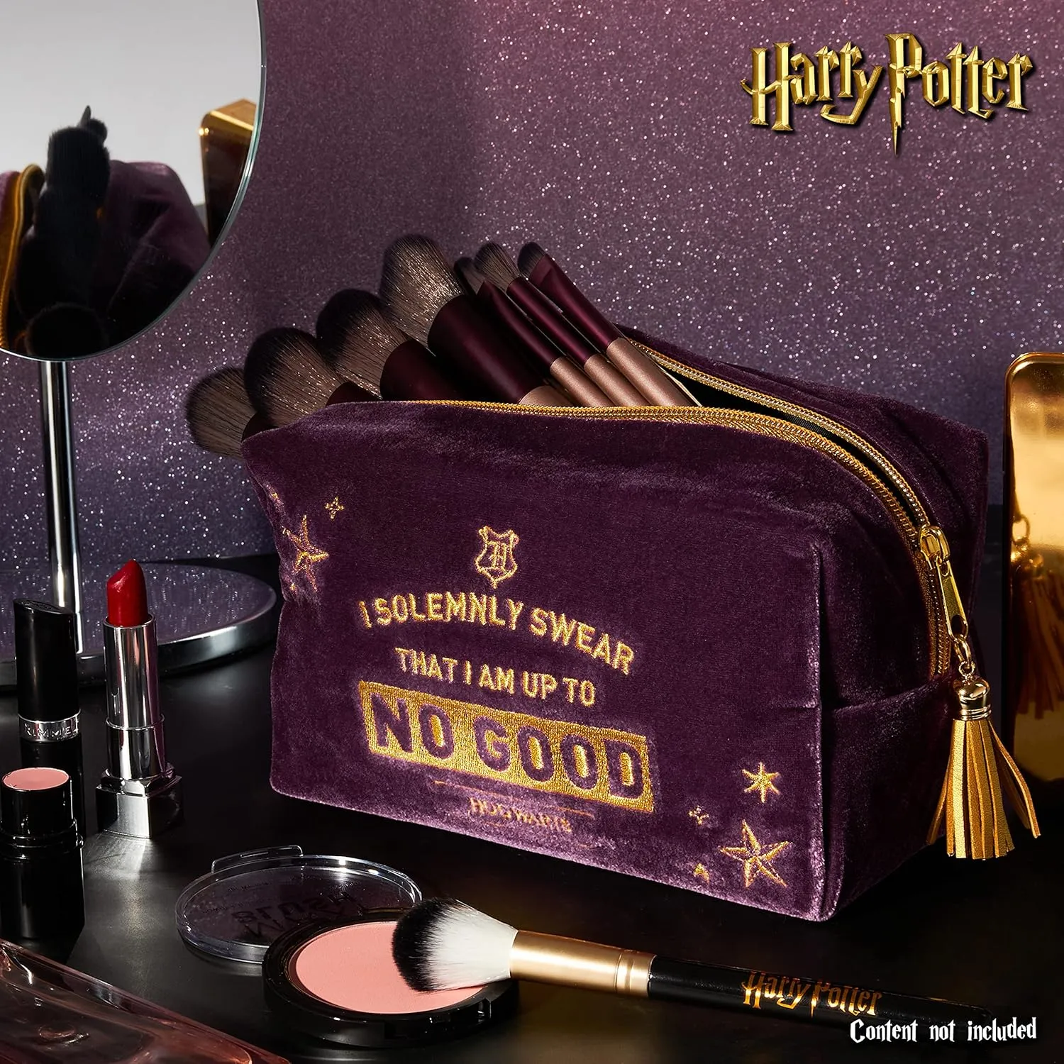 Harry Potter Makeup Bag for Women, Teenagers, Girls - Velvet Hogwarts Cosmetic Bags Travel Accessories - Gifts for Girls