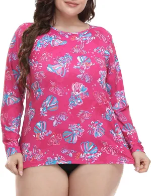 HDE Plus Size Rash Guard for Women UPF 50 Quick Dry Long Sleeve Swim Top
