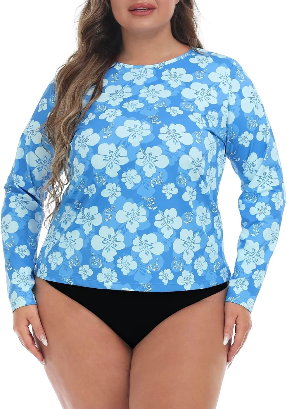 HDE Plus Size Rash Guard for Women UPF 50 Quick Dry Long Sleeve Swim Top