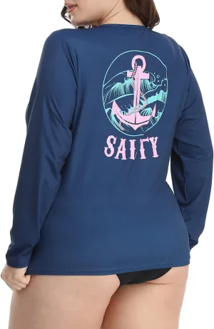HDE Plus Size Rash Guard for Women UPF 50 Quick Dry Long Sleeve Swim Top