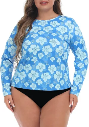 HDE Plus Size Rash Guard for Women UPF 50 Quick Dry Long Sleeve Swim Top