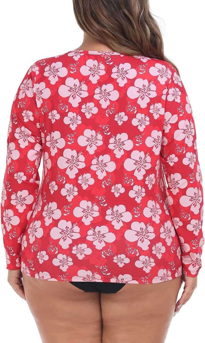 HDE Plus Size Rash Guard for Women UPF 50 Quick Dry Long Sleeve Swim Top