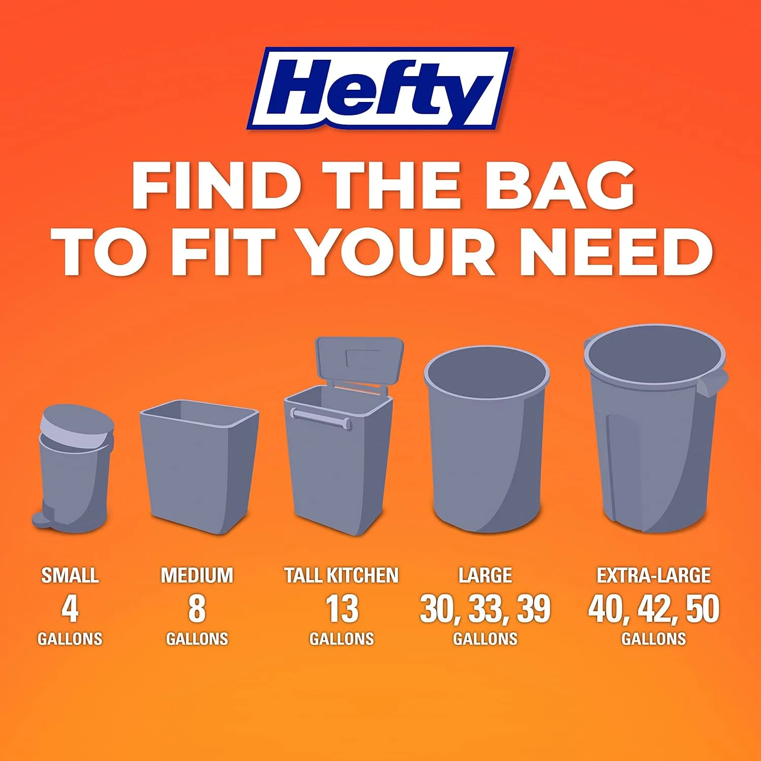 Hefty Medium Trash Bags, Ocean Water Scent, 4 Gallon, 26 Count