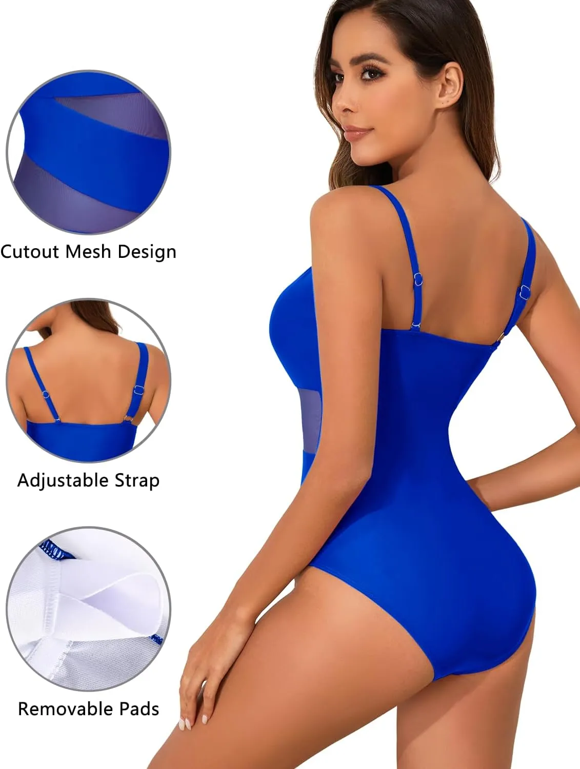HEYTALALA One Piece Swimsuit Tummy Control One Shoulder Bathing Suits for Women Full Coverage Cutout Mesh Sexy Swimwear