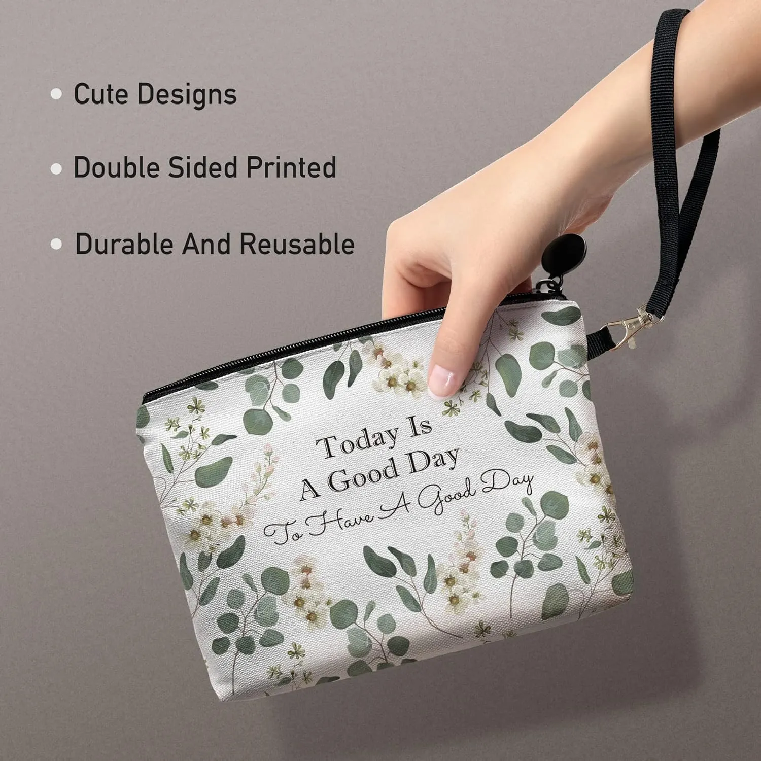 Hglian Eucalyptus Travel Makeup Bag Cosmetic Bags,Inspirational Pouch for Purse Toiletry Accessories Organizer,Gifts for Women