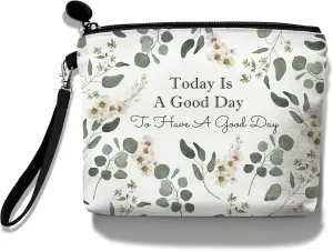 Hglian Eucalyptus Travel Makeup Bag Cosmetic Bags,Inspirational Pouch for Purse Toiletry Accessories Organizer,Gifts for Women