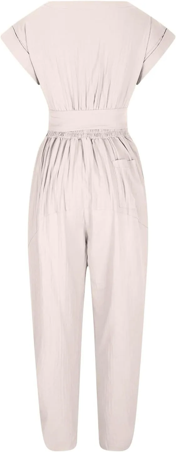 HGps8w Women's Two Piece Outfits Matching Dance Workout Sets Short Sleeve Crop Top with Baggy Harem Pants Athletic Tracksuit