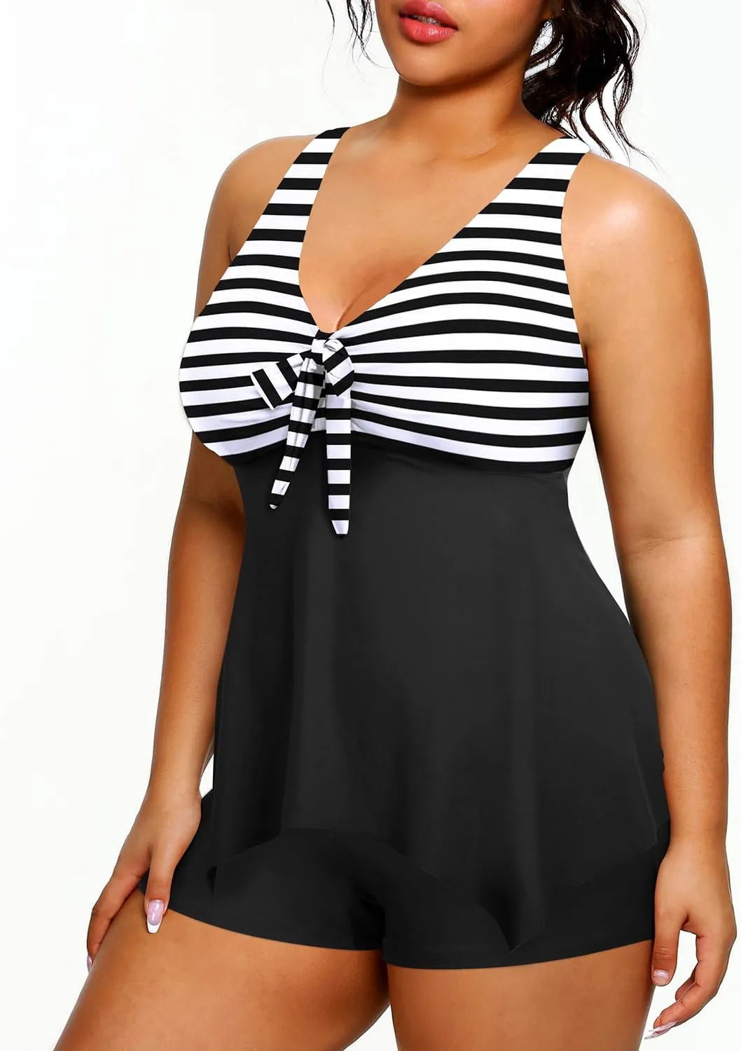 Holipick 2 Piece Plus Size Swimsuits for Women Tankini Bathing Suit Swimwear Tummy Control Flowy Tops and Boyshorts Modest