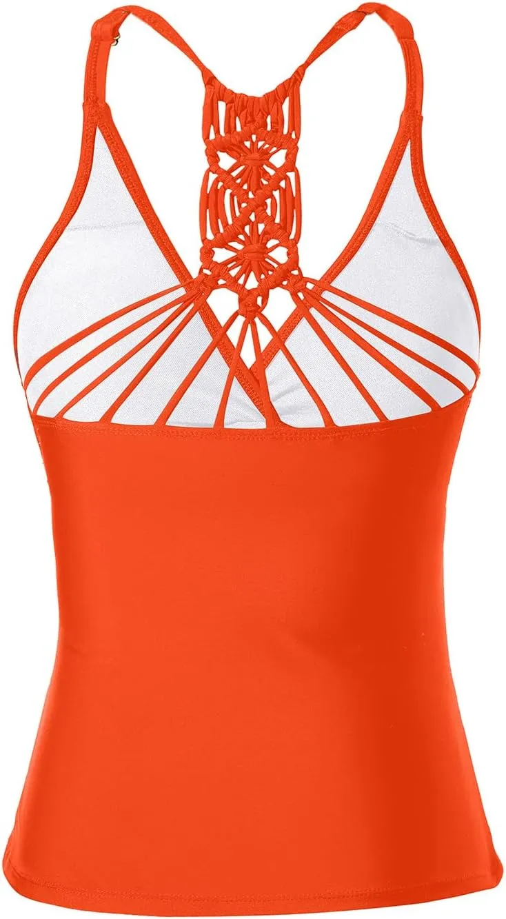 Holipick Tankini for Women V Neck Tummy Control Swim Top Ruched Bathing Suit No Bottom