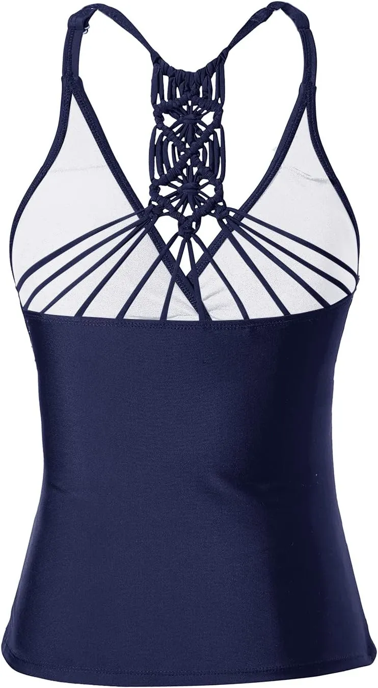 Holipick Tankini for Women V Neck Tummy Control Swim Top Ruched Bathing Suit No Bottom