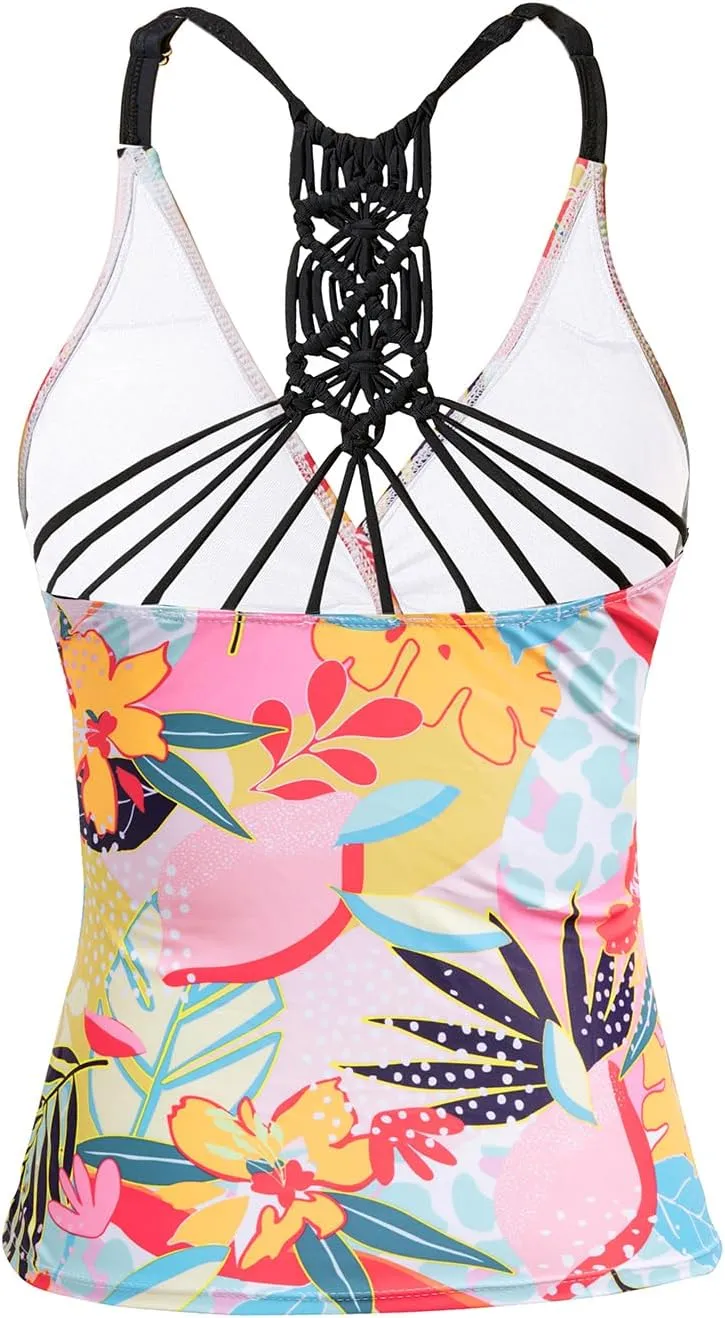 Holipick Tankini for Women V Neck Tummy Control Swim Top Ruched Bathing Suit No Bottom