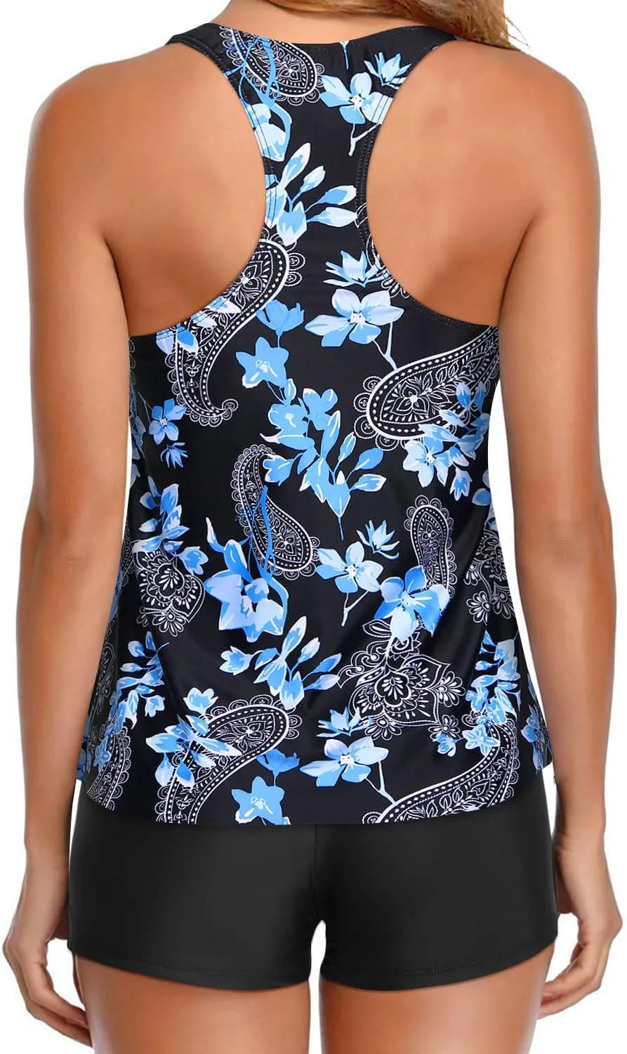 Holipick Two Piece Tankini Swimsuits for Women Tummy Control Bathing Suits Flowy Swim Tank Top with Boy Shorts