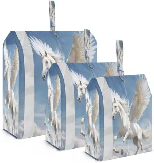 Horse White Winds Packing Cubes for Travel 3 Set Compression Packing Bags Luggage Accessories for Travel