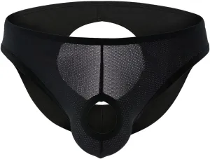 JEsilunmaMY Mens Open Front Bikini Briefs Low Waist Hollow Out Mesh Underwear Backless Breathable Sexy Lingerie Underpants