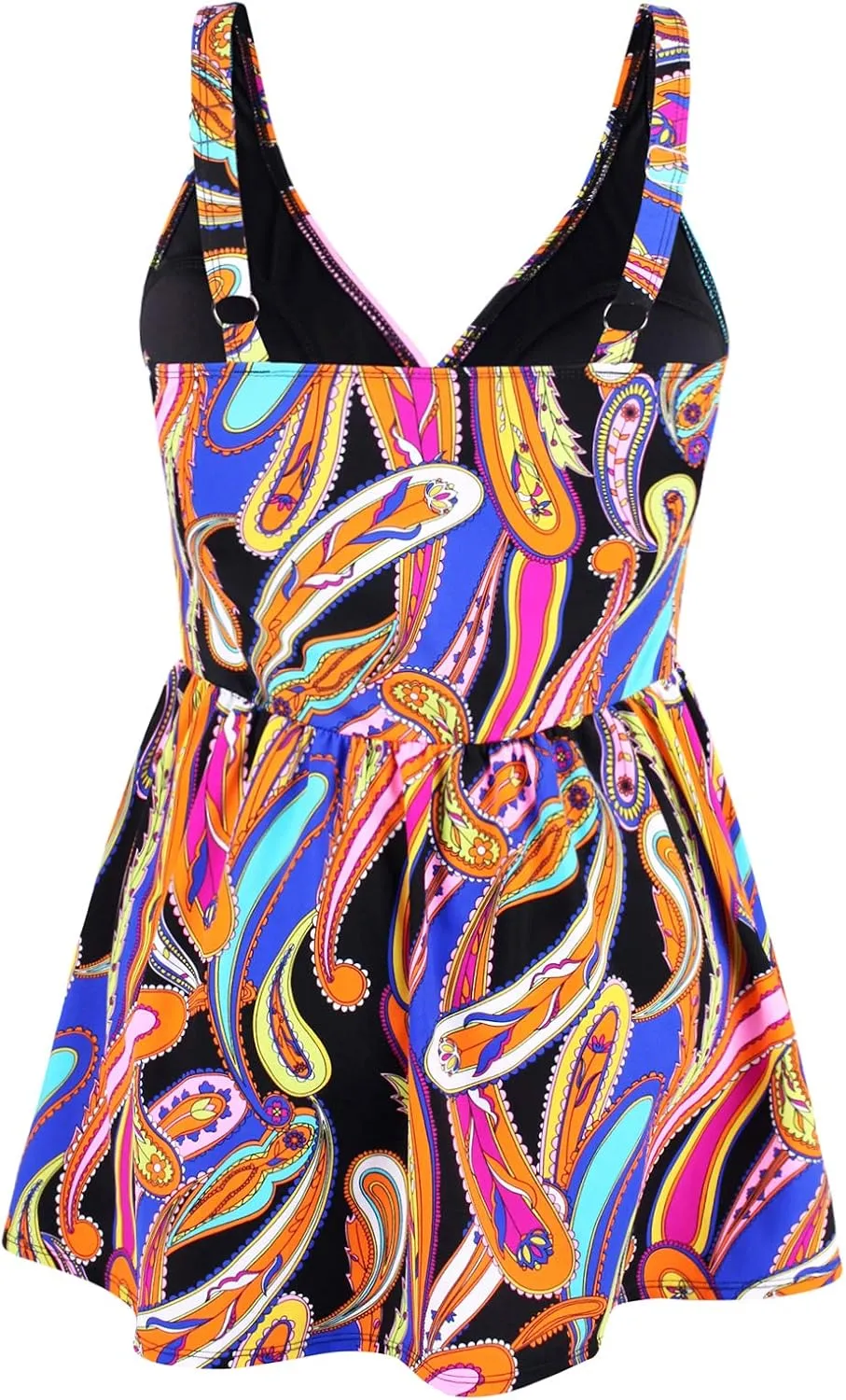 JINXUEER Plus Size Swimsuit Tummy Control Swimwear One Piece Floral Print Swimdress with Flared Skirt for Women