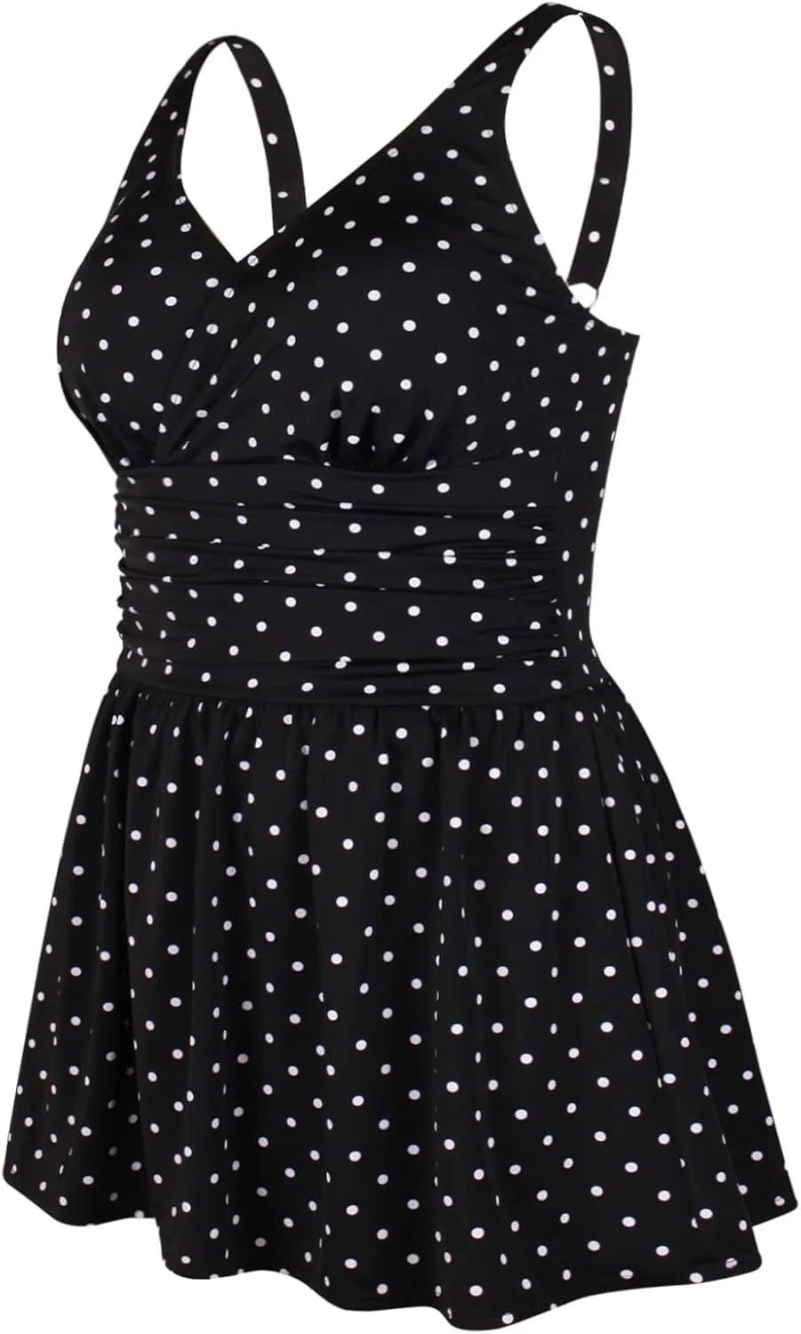JINXUEER Womens Plus Size Swim Dress Floral Print Ruched Modest Slimming One Piece Skirt Swimsuit