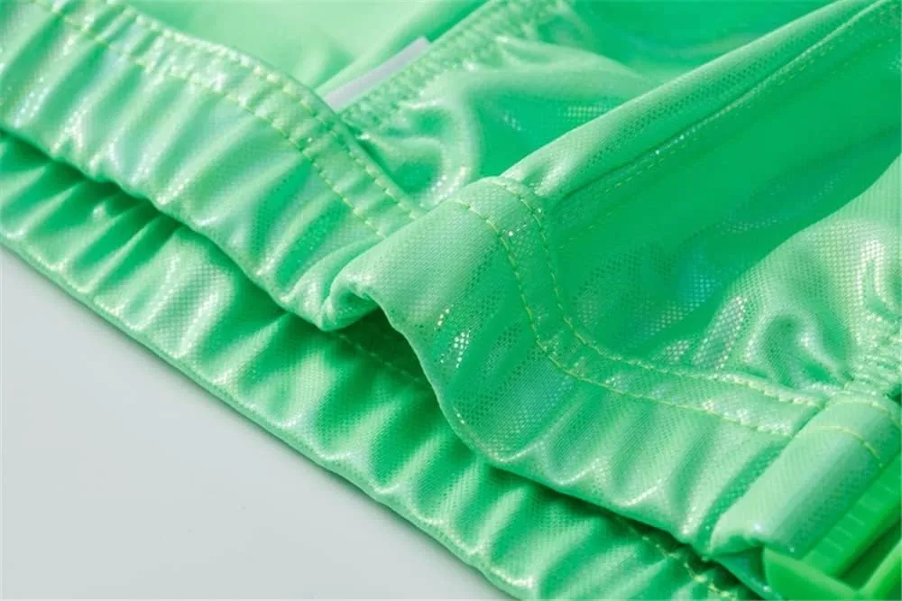 JOCKMAIL Mens Swimwear Briefs Pu Leather Male Swimming Briefs Underwear Mens Swim Briefs Swimwear Low Waist Men Swim Tanga