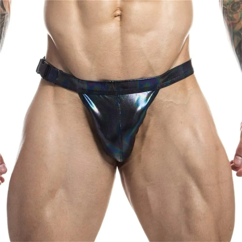 JOCKMAIL Mens Swimwear Briefs Pu Leather Male Swimming Briefs Underwear Mens Swim Briefs Swimwear Low Waist Men Swim Tanga