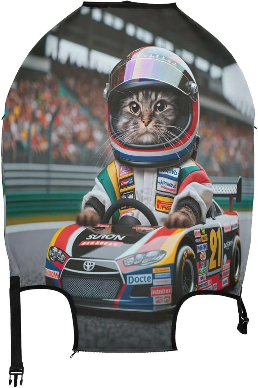 Joisal Cat Drives Racing Car Luggage Protector Covers Stretch Luggage Wraps for Suitcase, Luggage Accessories for Suitcases