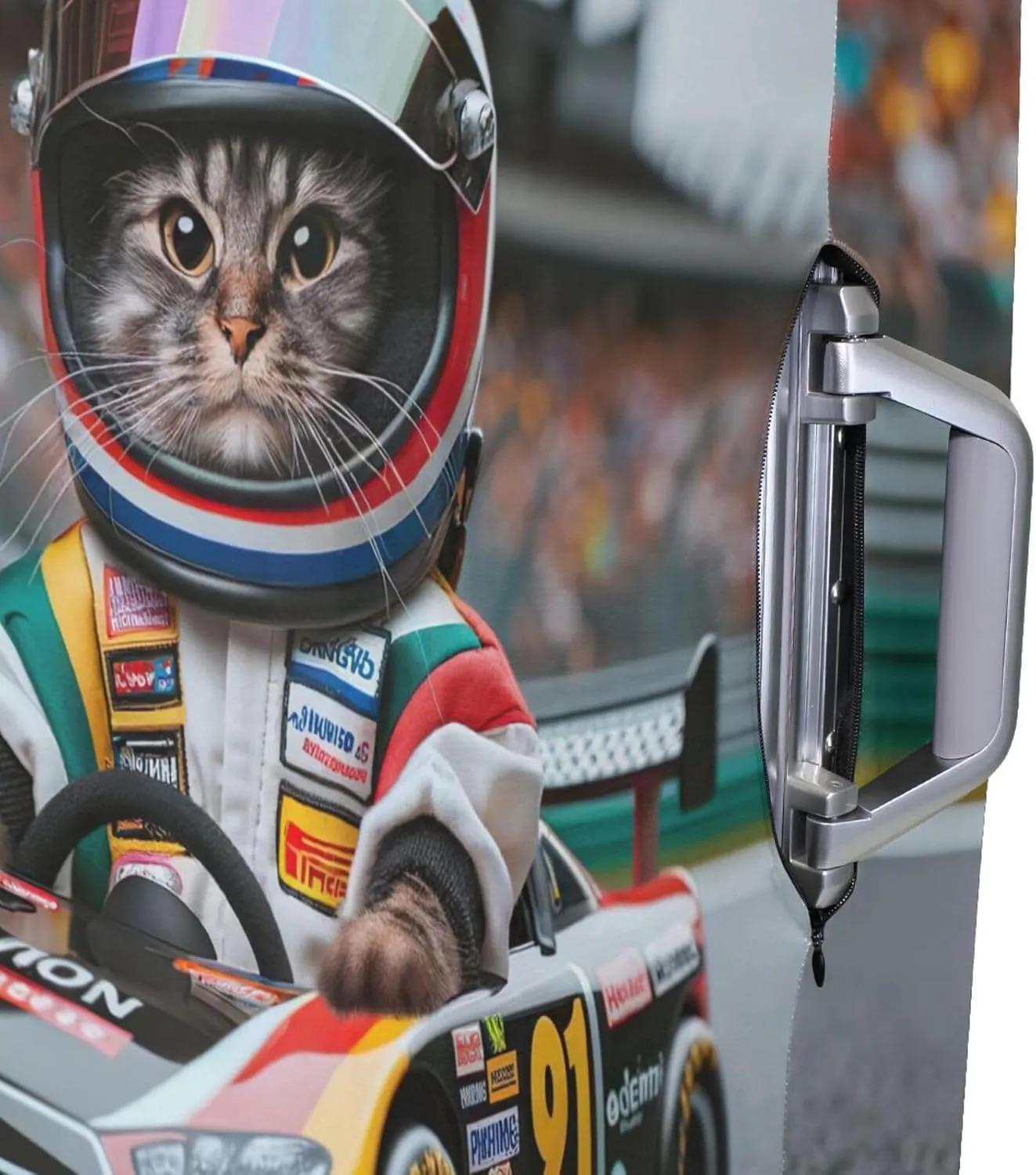 Joisal Cat Drives Racing Car Luggage Protector Covers Stretch Luggage Wraps for Suitcase, Luggage Accessories for Suitcases