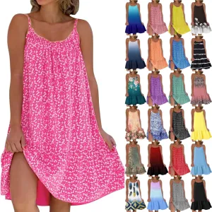 Kaftan Dresses for Women Beach Cover Up Strapless Floral Sundress Tropical Vacation Swimwear