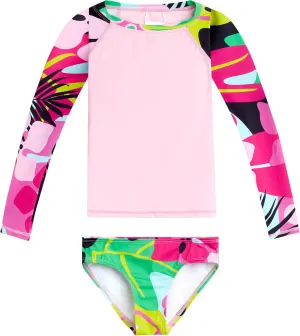 Kanu Surf Girls' Long Sleeve Rash Guard UPF 50 2-Piece Swim Set