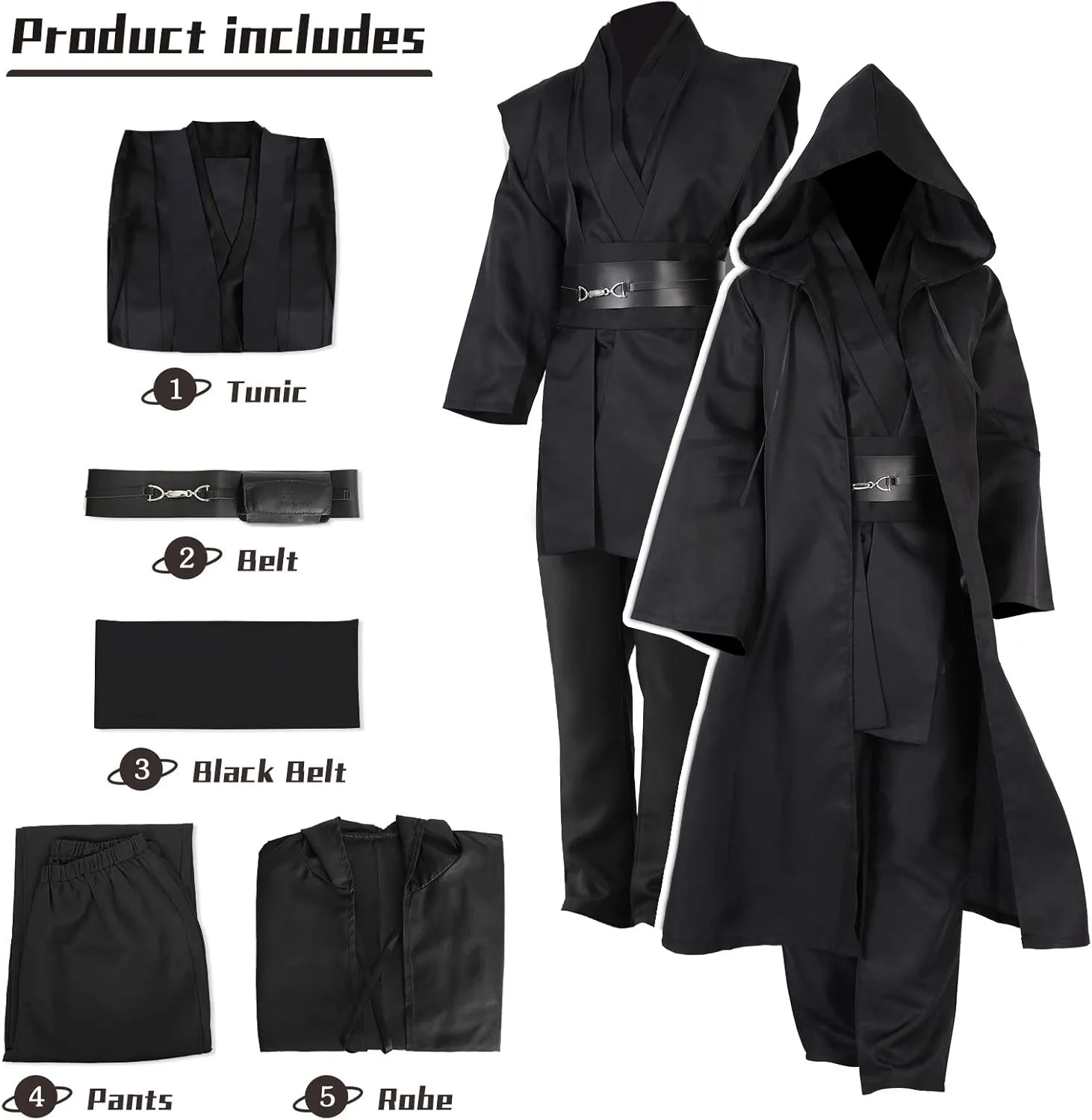 Knight Costume Master Robe Warrior Role Play Cloak Outfits Tunic Hooded Cape Halloween Accessories