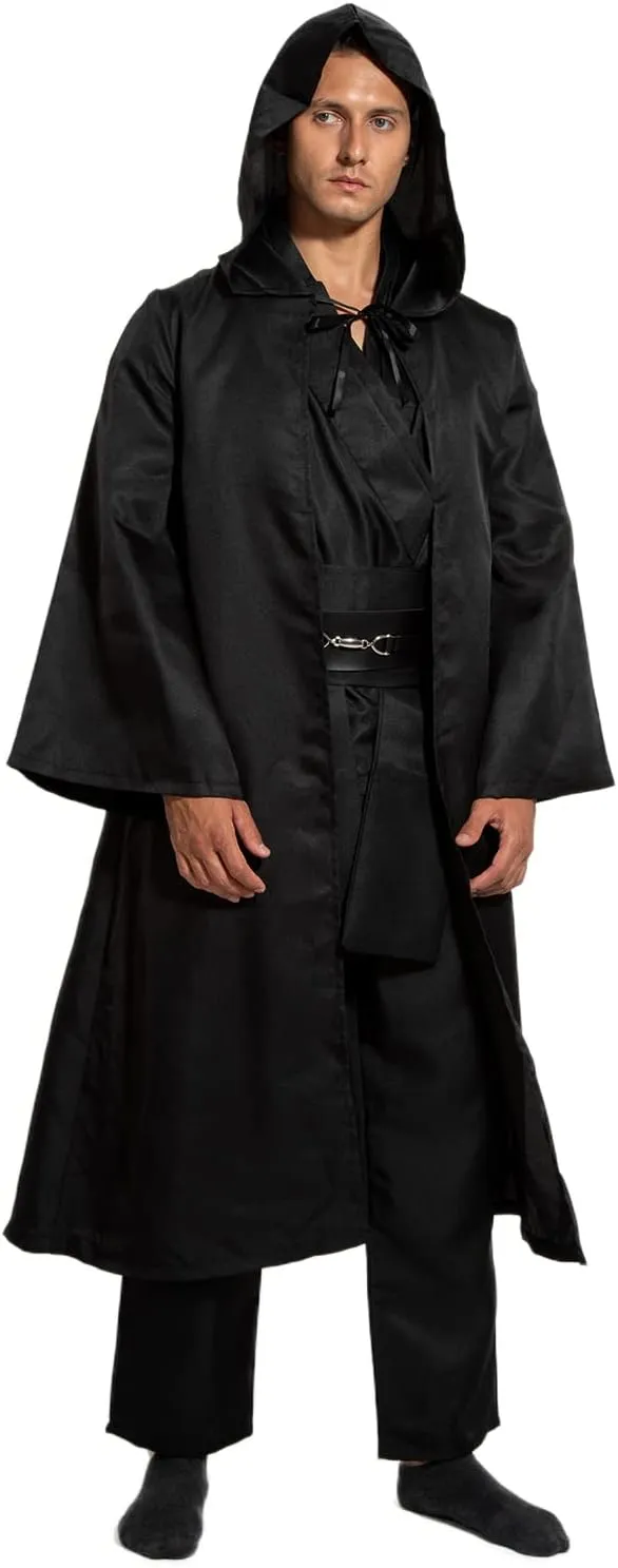 Knight Costume Master Robe Warrior Role Play Cloak Outfits Tunic Hooded Cape Halloween Accessories