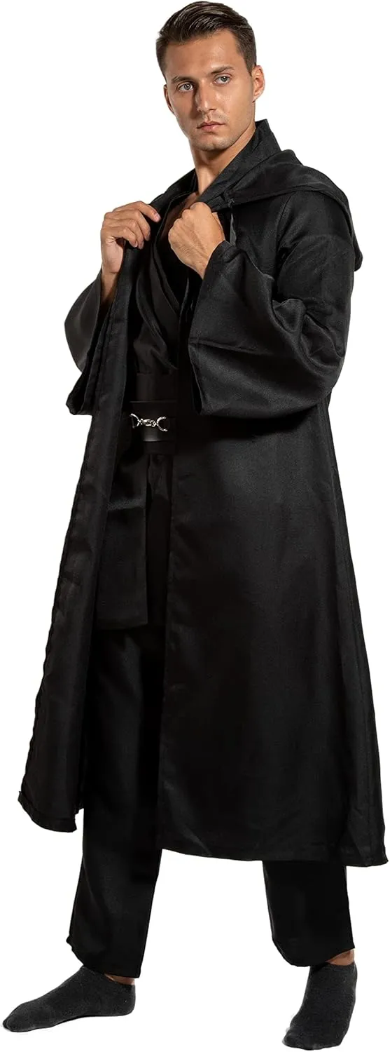 Knight Costume Master Robe Warrior Role Play Cloak Outfits Tunic Hooded Cape Halloween Accessories