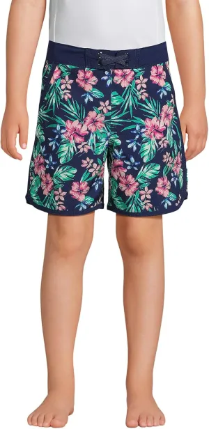Lands' End Boys Active Stretch Curved Hem Long Board Short