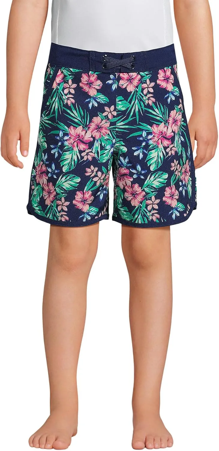 Lands' End Boys Active Stretch Curved Hem Long Board Short